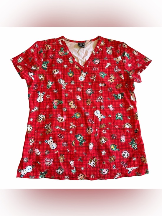tokidoki Tops - Tokidoki by Koi Holiday Character Scrub Top Women’s Medium Red Nurse Uniform